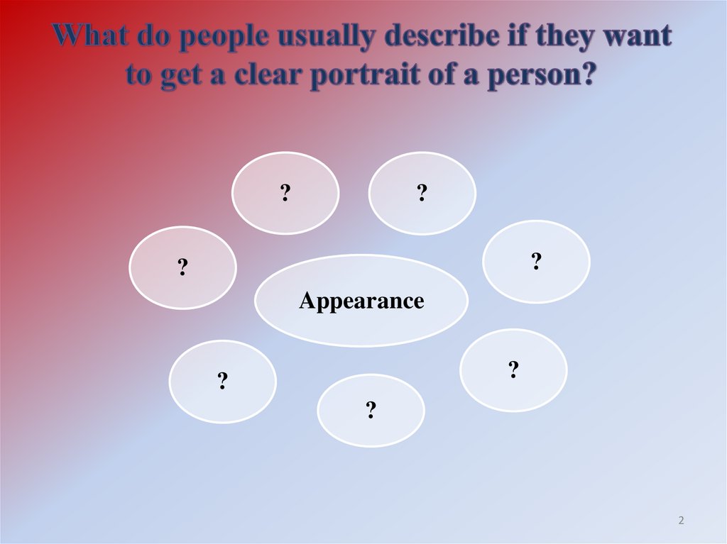 What do people usually describe if they want to get a clear portrait of a person?