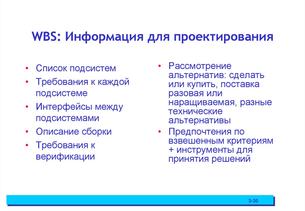 WBS: Информация для проектирования