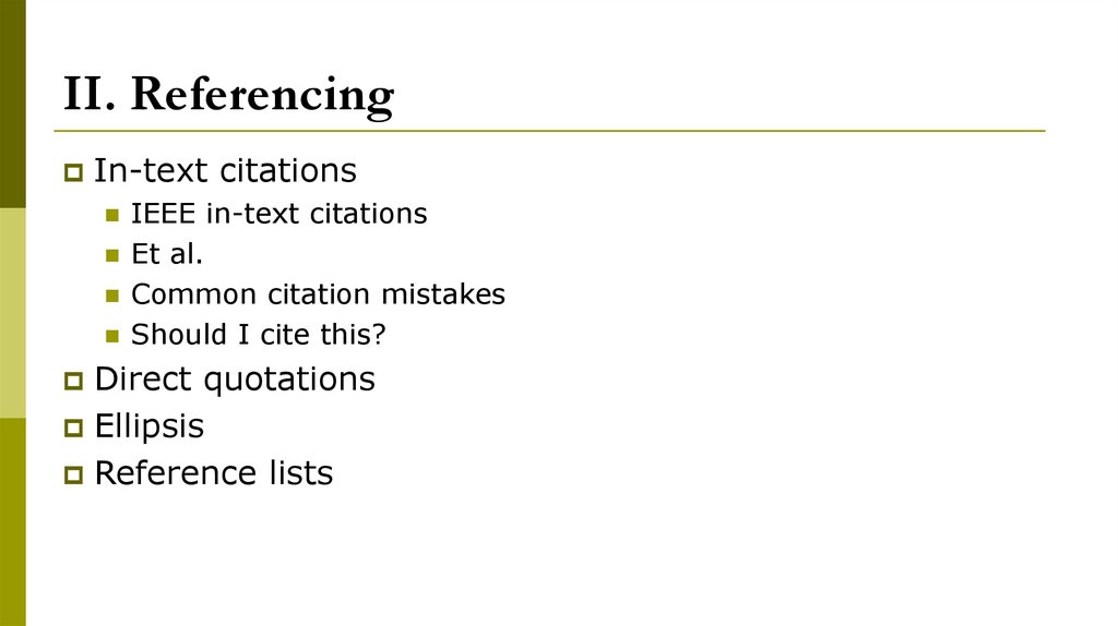 II. Referencing