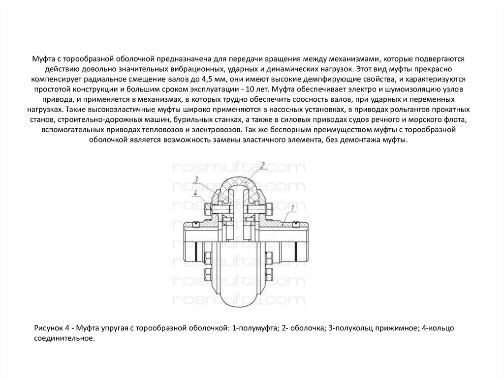 Муфта с торообразной оболочкой предназначена для передачи вращения между механизмами, которые подвергаются действию довольно