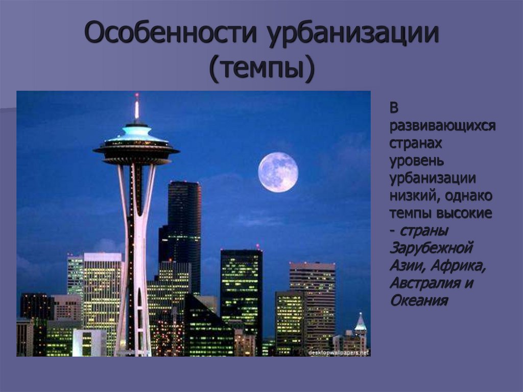 Особенности урбанизации (темпы)