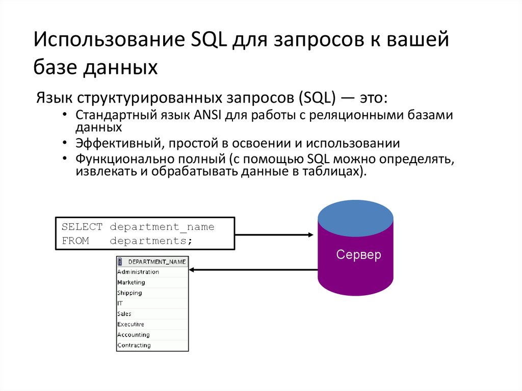 Использование SQL для запросов к вашей базе данных