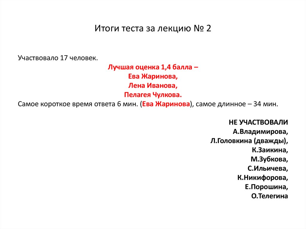 Итоги теста за лекцию № 2