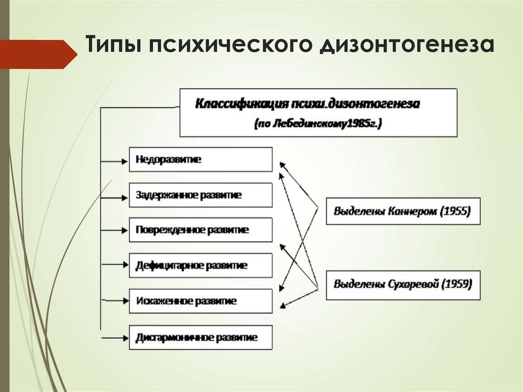 Типы психического дизонтогенеза