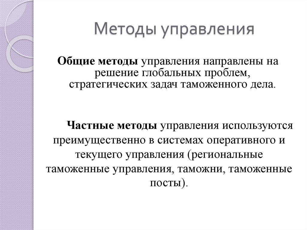 Методы управления