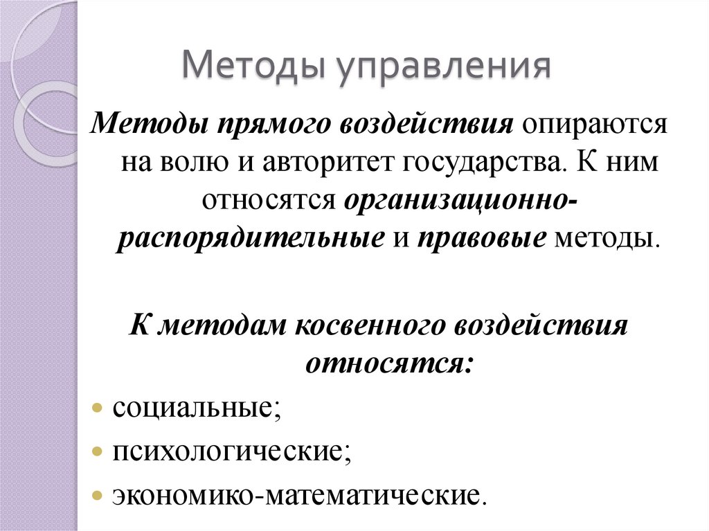 Методы управления