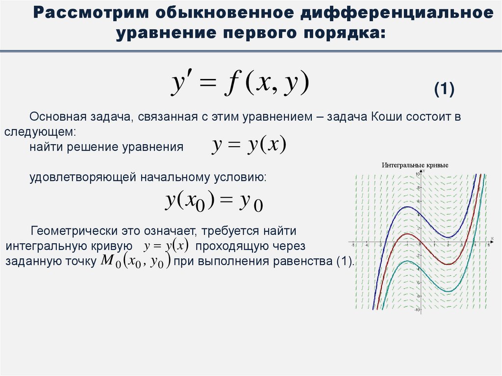 Рассмотрим обыкновенное дифференциальное уравнение первого порядка:
