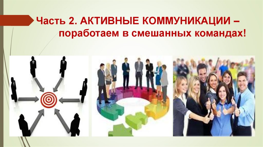 Часть 2. АКТИВНЫЕ КОММУНИКАЦИИ – поработаем в смешанных командах!