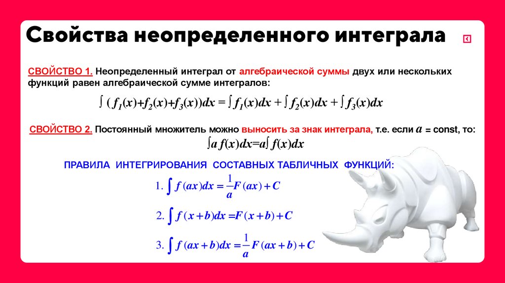 Свойства неопределенного интеграла