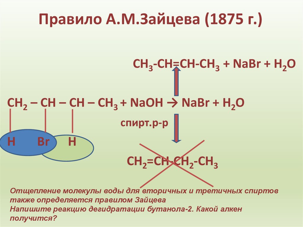 Правило А.М.Зайцева (1875 г.)