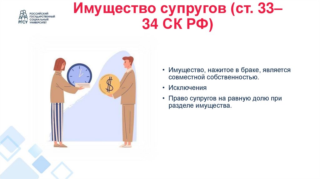 Имущество супругов (ст. 33–34 СК РФ)