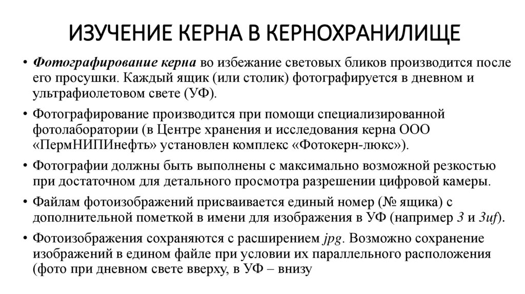 Изучение керна в кернохранилище