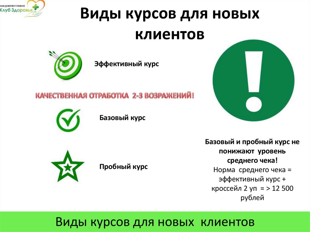Виды курсов для новых клиентов