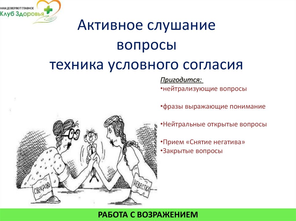 Активное слушание вопросы техника условного согласия