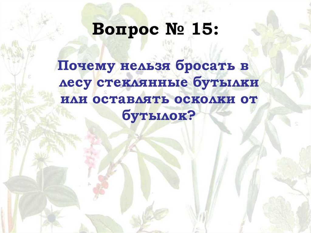Вопрос № 15: