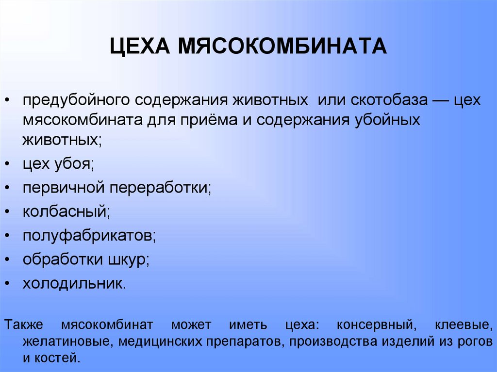 ЦЕХА МЯСОКОМБИНАТА