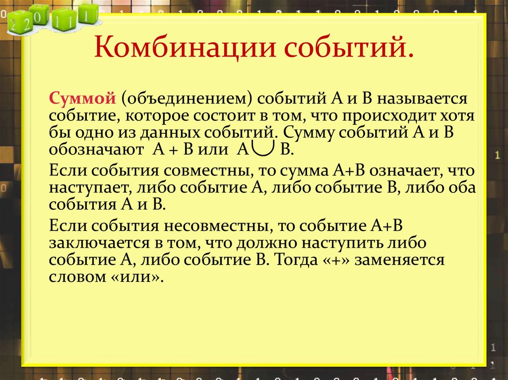 Комбинации событий.