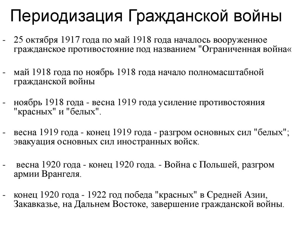 Периодизация Гражданской войны