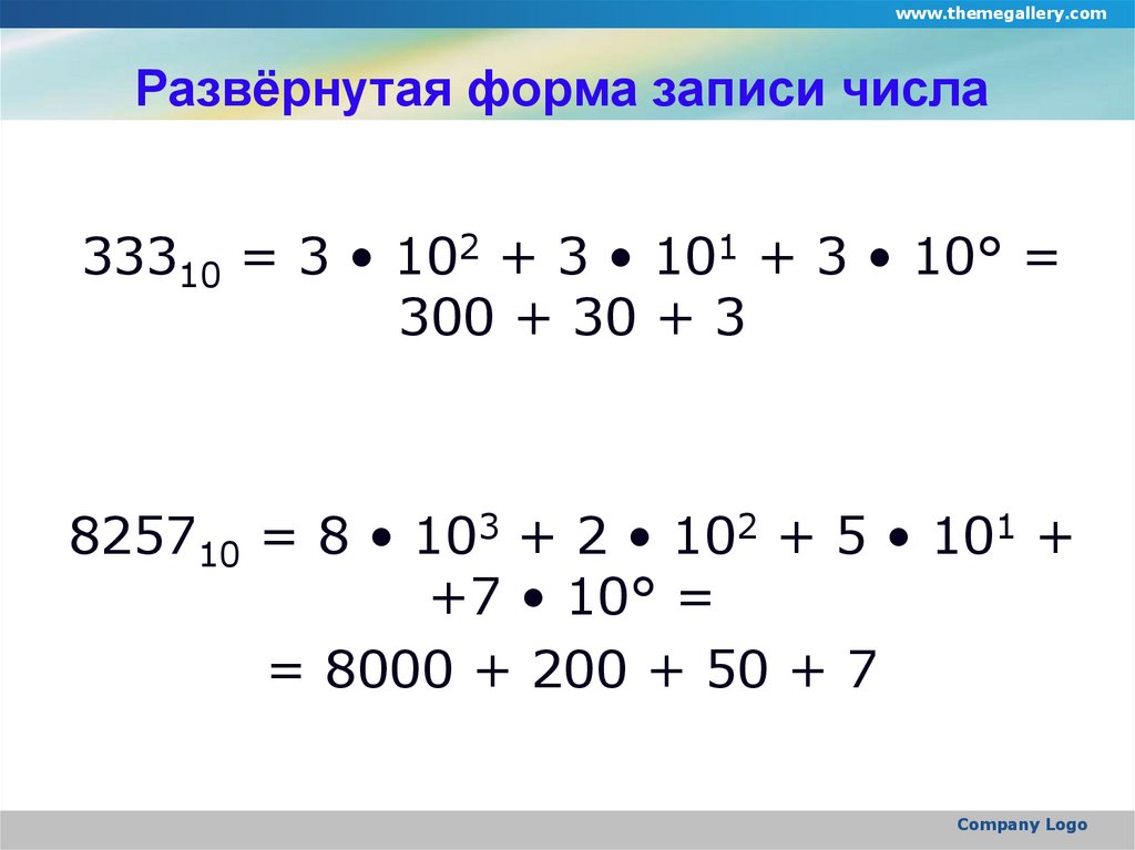 Развёрнутая форма записи числа