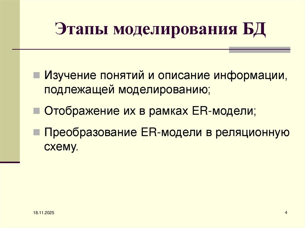 Этапы моделирования БД