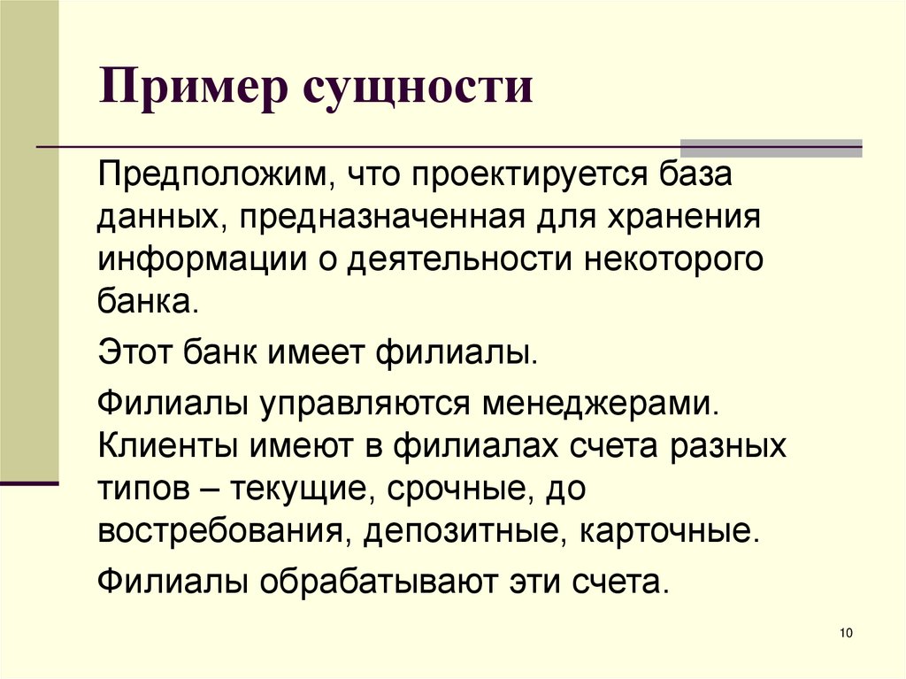 Пример сущности