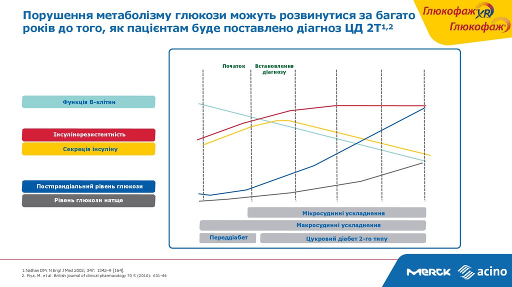 Порушення метаболізму глюкози можуть розвинутися за багато років до того, як пацієнтам буде поставлено діагноз ЦД 2Т1,2