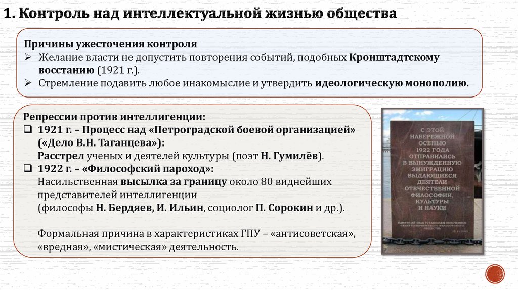 1. Контроль над интеллектуальной жизнью общества