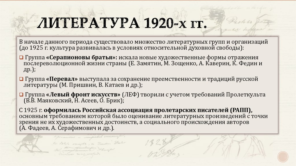 литература 1920-х гг.