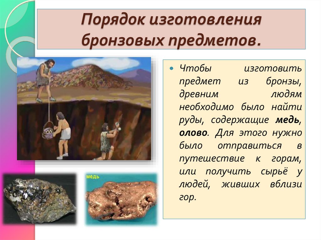 Порядок изготовления бронзовых предметов.