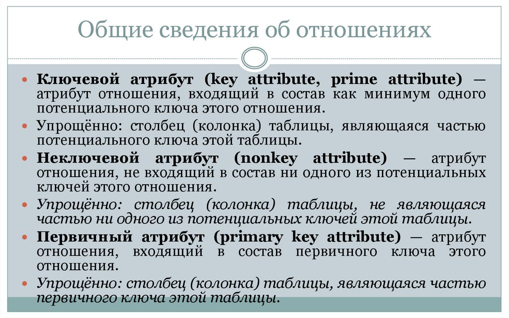Общие сведения об отношениях