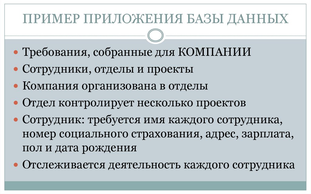 ПРИМЕР ПРИЛОЖЕНИЯ БАЗЫ ДАННЫХ