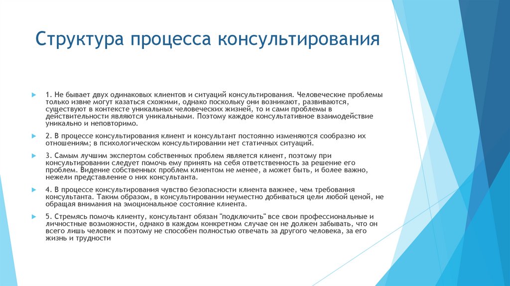 Структура процесса консультирования