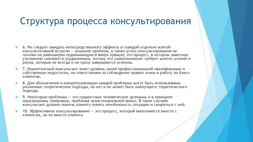 Структура процесса консультирования