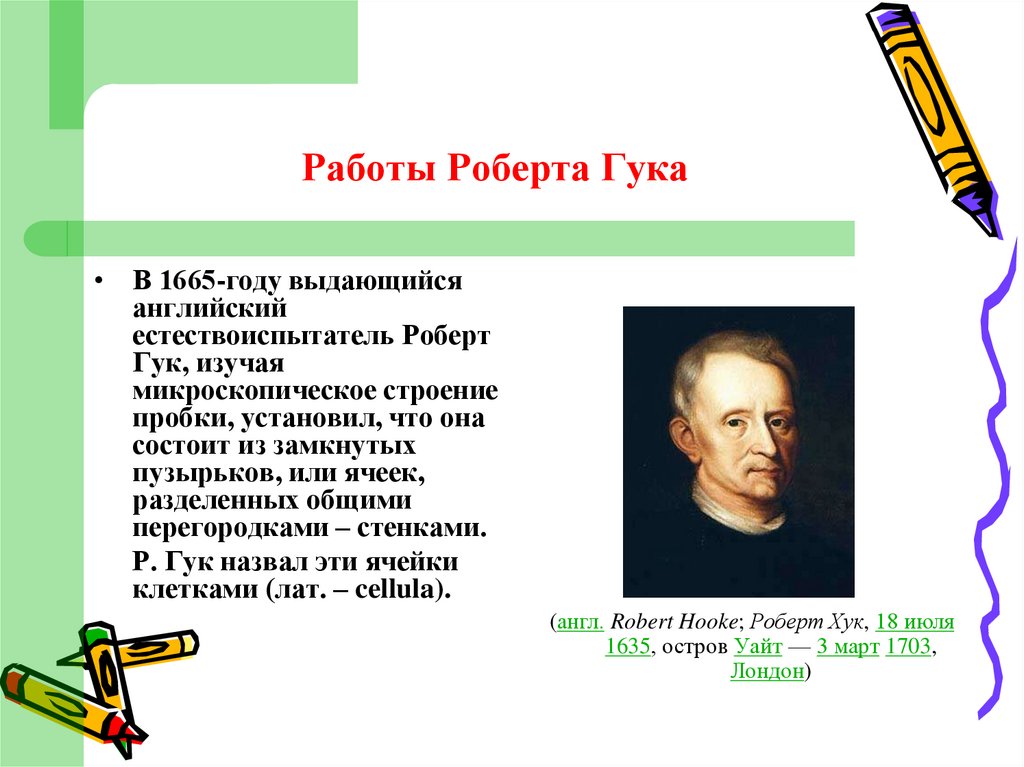 Работы Роберта Гука