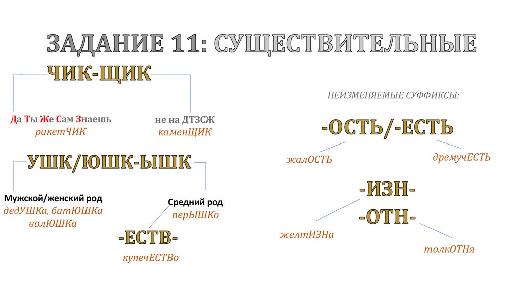 ЗАДАНИЕ 11: СУЩЕСТВИТЕЛЬНЫЕ