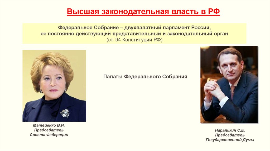 Высшая законодательная власть в РФ