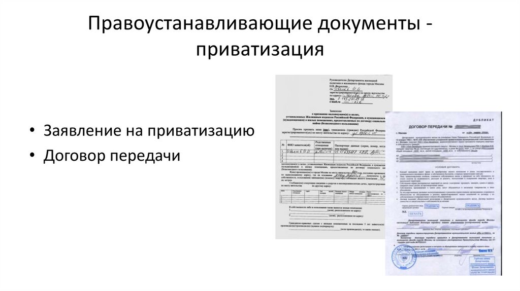 Правоустанавливающие документы - приватизация