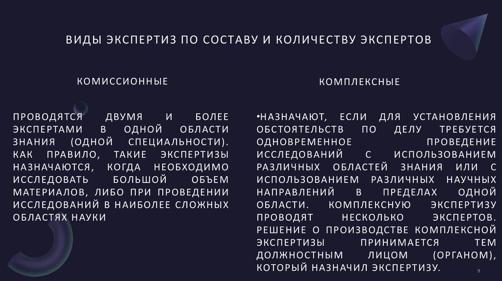 Виды экспертиз по составу и количеству экспертов