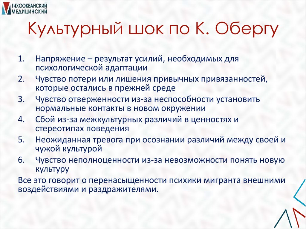 Культурный шок по К. Обергу