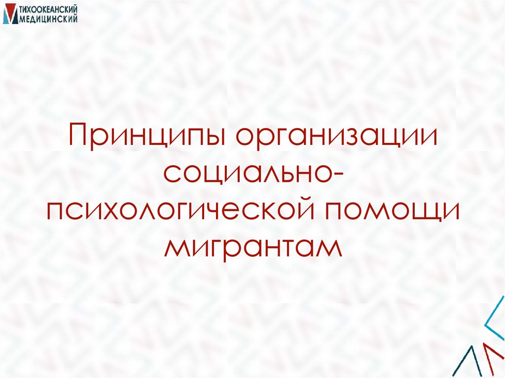 Принципы организации социально-психологической помощи мигрантам