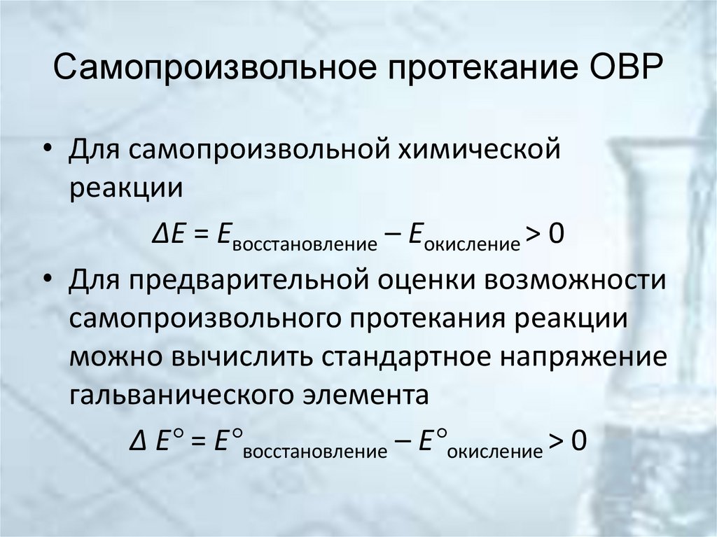 Самопроизвольное протекание ОВР