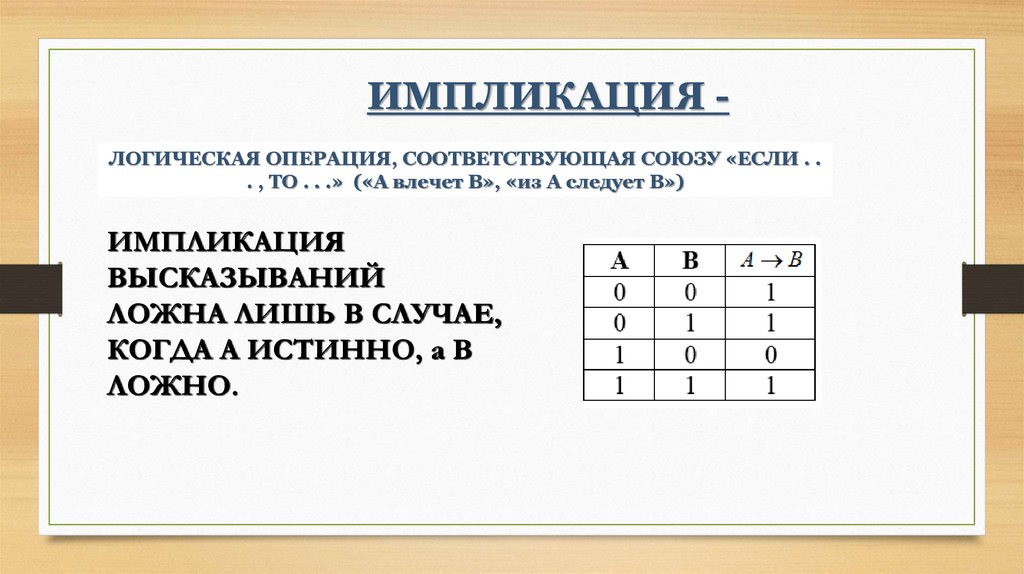 ИМПЛИКАЦИЯ -