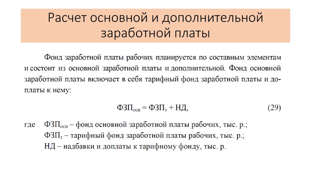 Расчет основной и дополнительной заработной платы