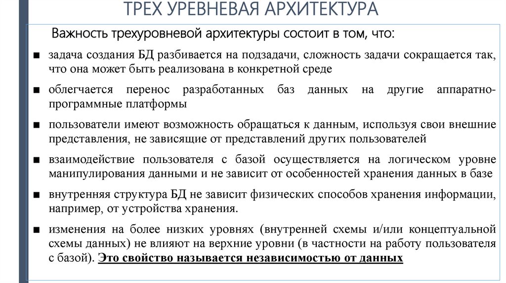 ТРЕХ УРЕВНЕВАЯ АРХИТЕКТУРА