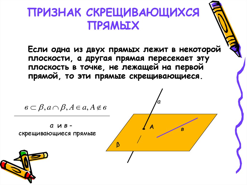 ПРИЗНАК СКРЕЩИВАЮЩИХСЯ ПРЯМЫХ