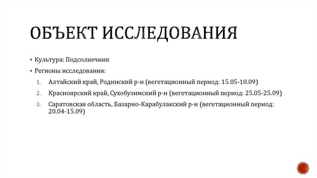 Объект исследования