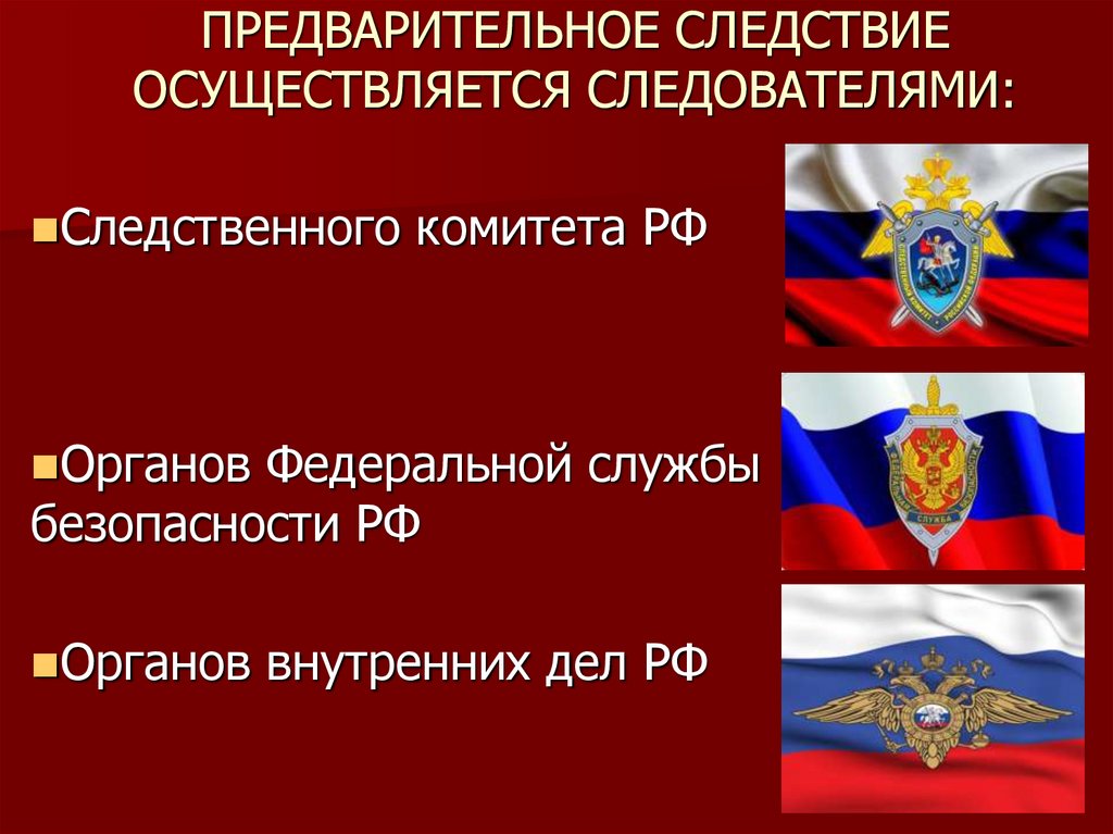 ПРЕДВАРИТЕЛЬНОЕ СЛЕДСТВИЕ ОСУЩЕСТВЛЯЕТСЯ СЛЕДОВАТЕЛЯМИ: