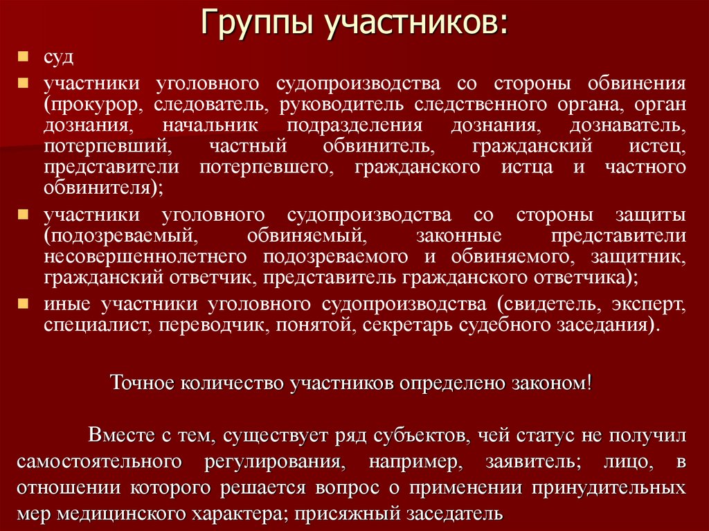 Группы участников: