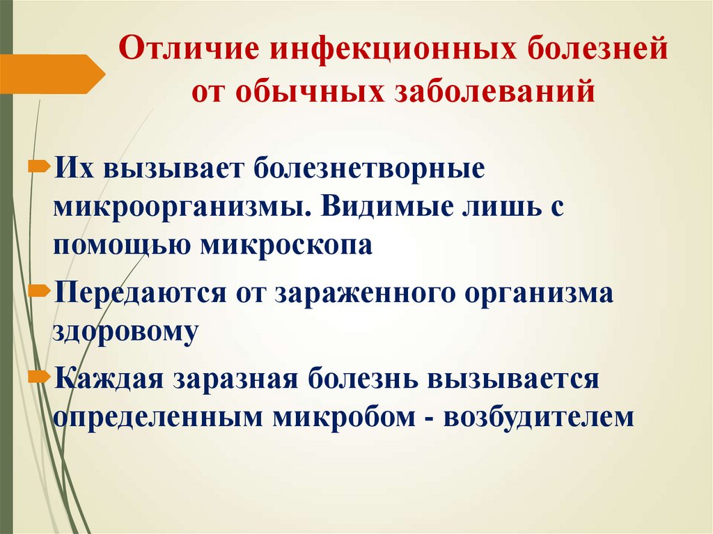 Отличие инфекционных болезней от обычных заболеваний