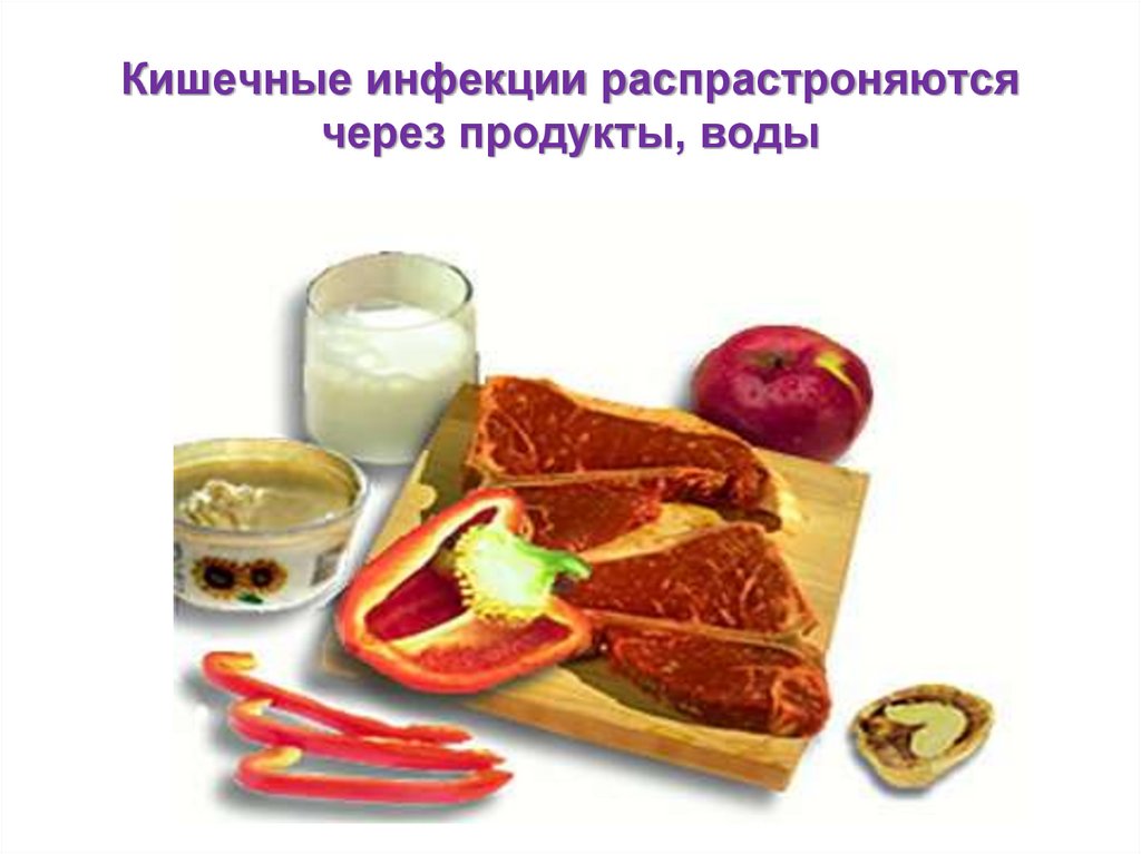Кишечные инфекции распрастроняются через продукты, воды
